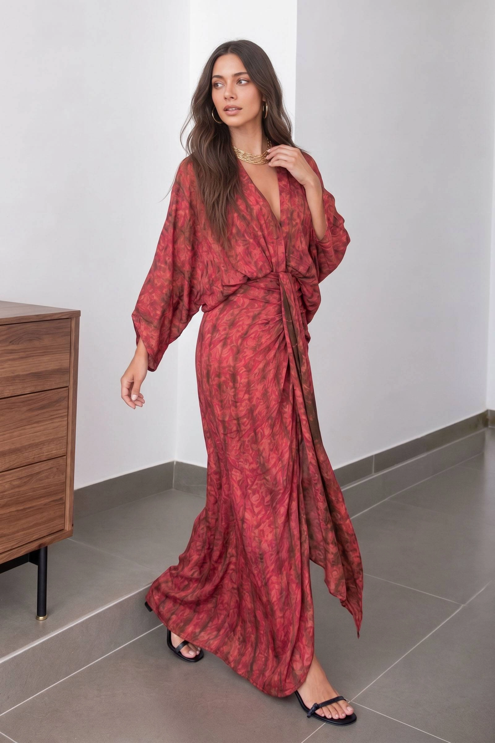 Kimono-Style Printed Dress - Image 3
