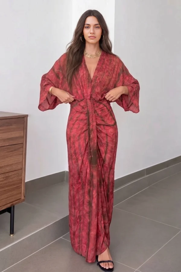 Kimono-Style Printed Dress
