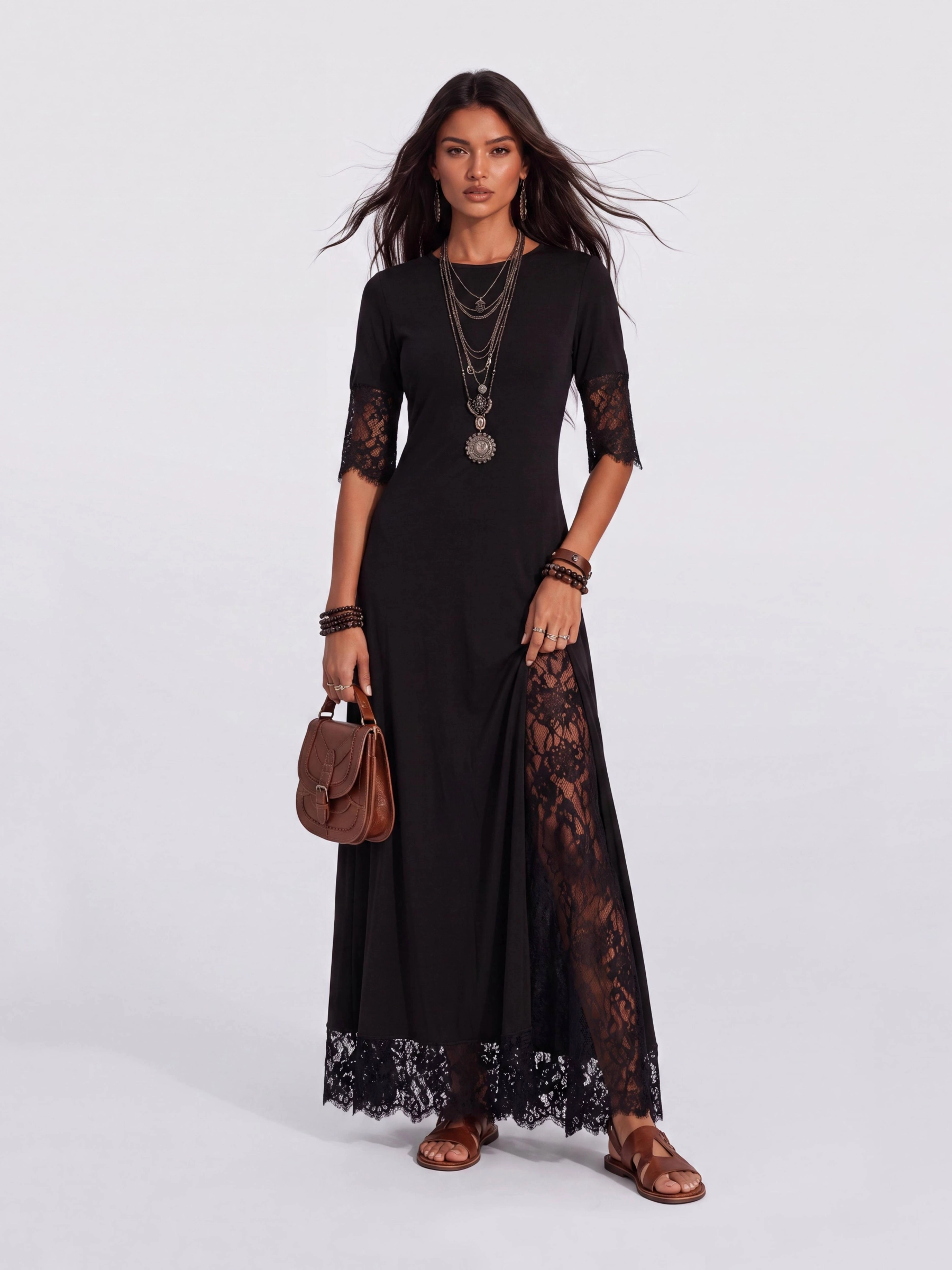 Bohemian Split Lace Dress - Image 1