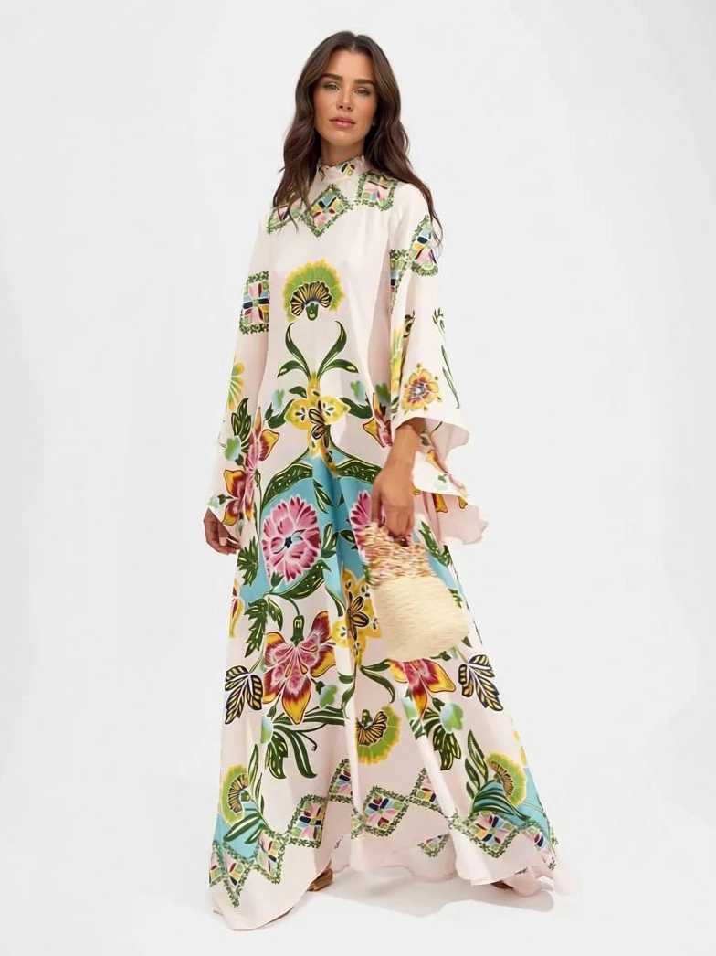 Exquisite Sunshine Floral Print Flowing Maxi Dress - Image 1