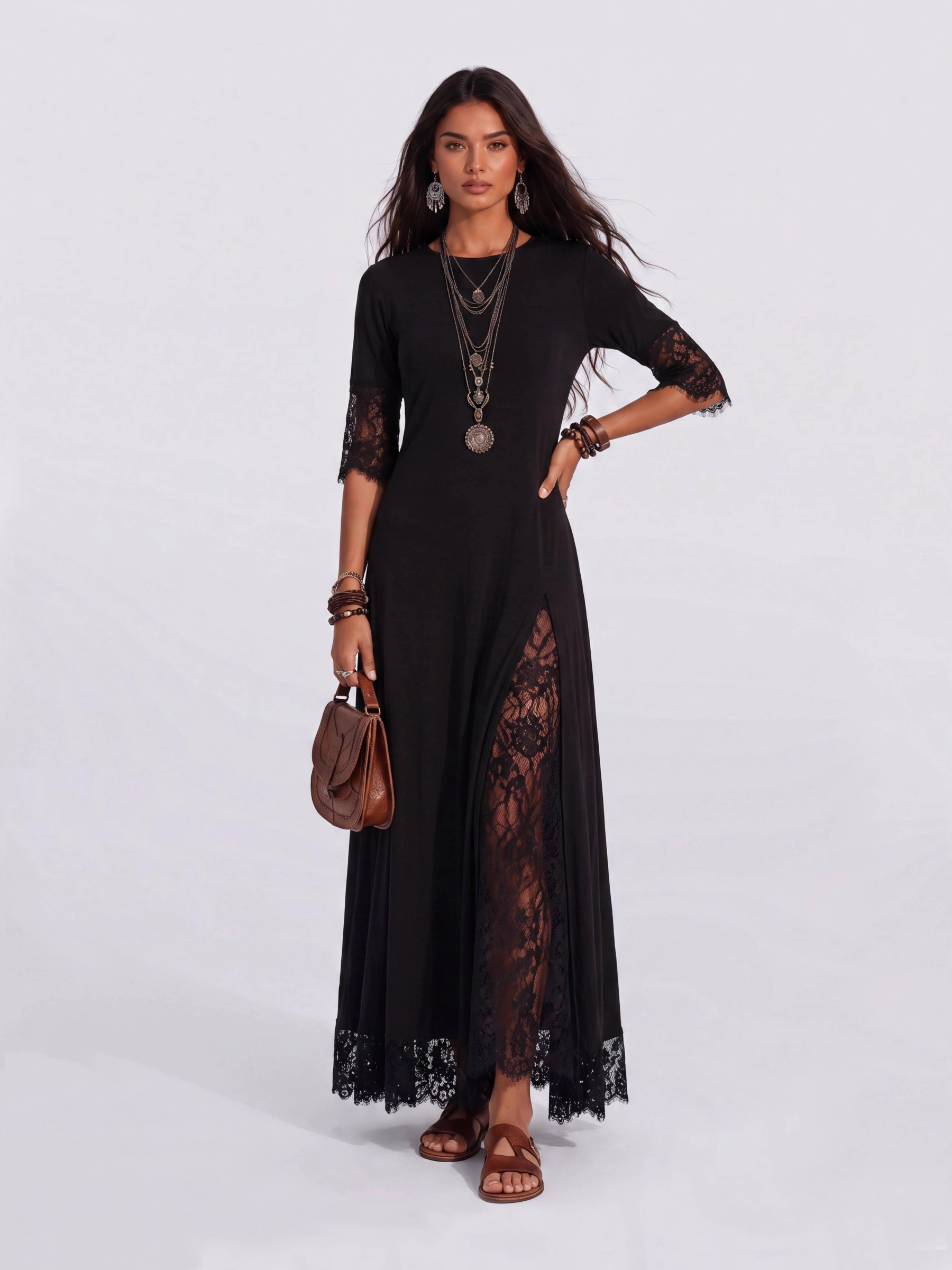 Bohemian Split Lace Dress - Image 2
