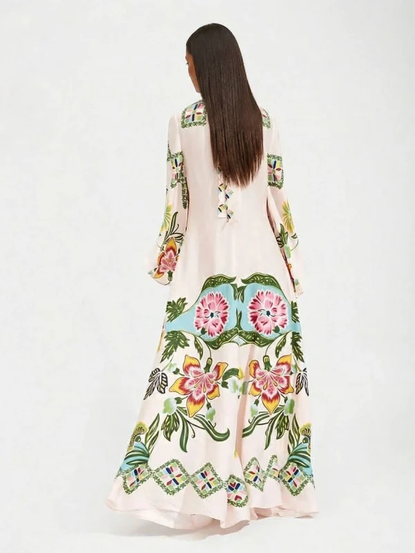 Exquisite Sunshine Floral Print Flowing Maxi Dress - Image 2
