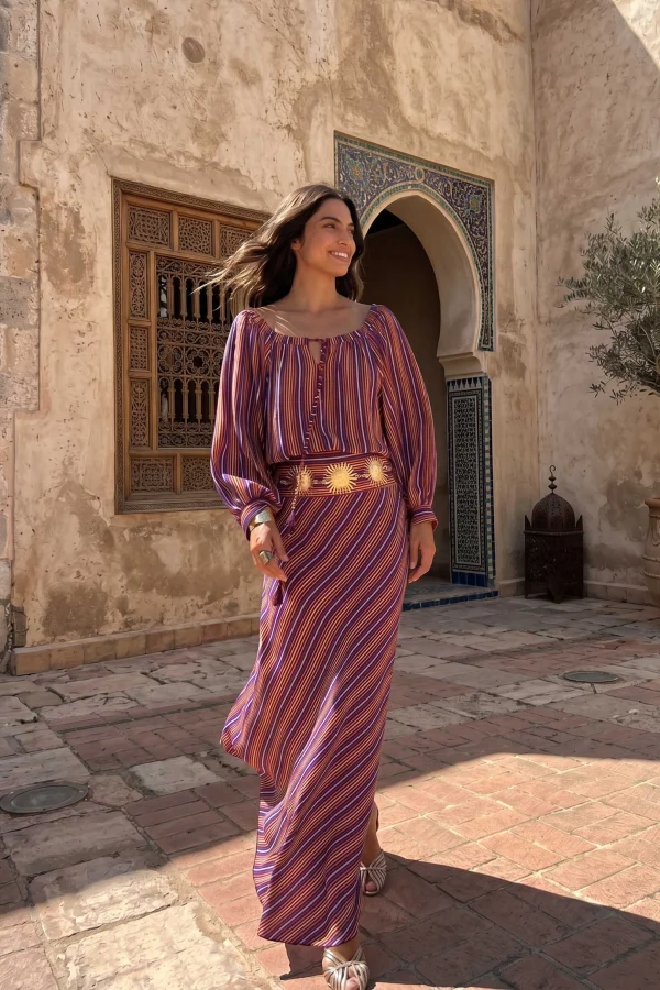 Striped Irregular Hem Maxi Dress - Image 2