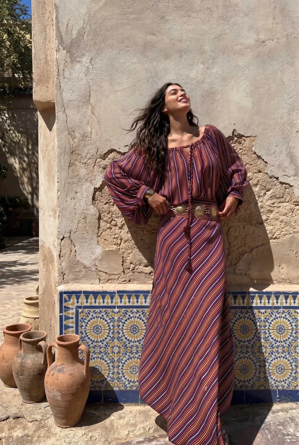 Striped Irregular Hem Maxi Dress - Image 4