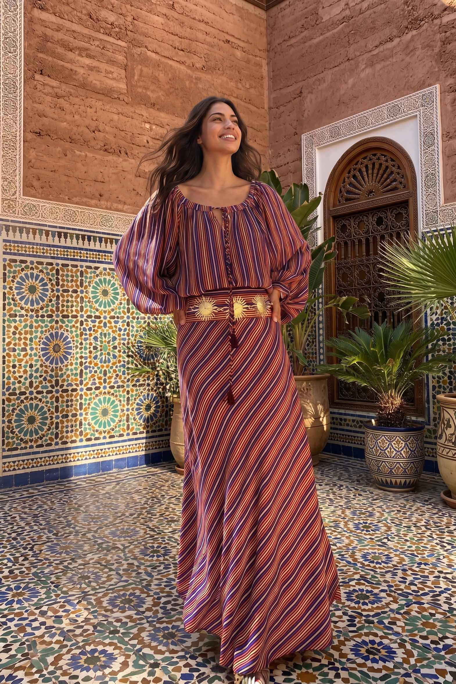 Striped Irregular Hem Maxi Dress - Image 5